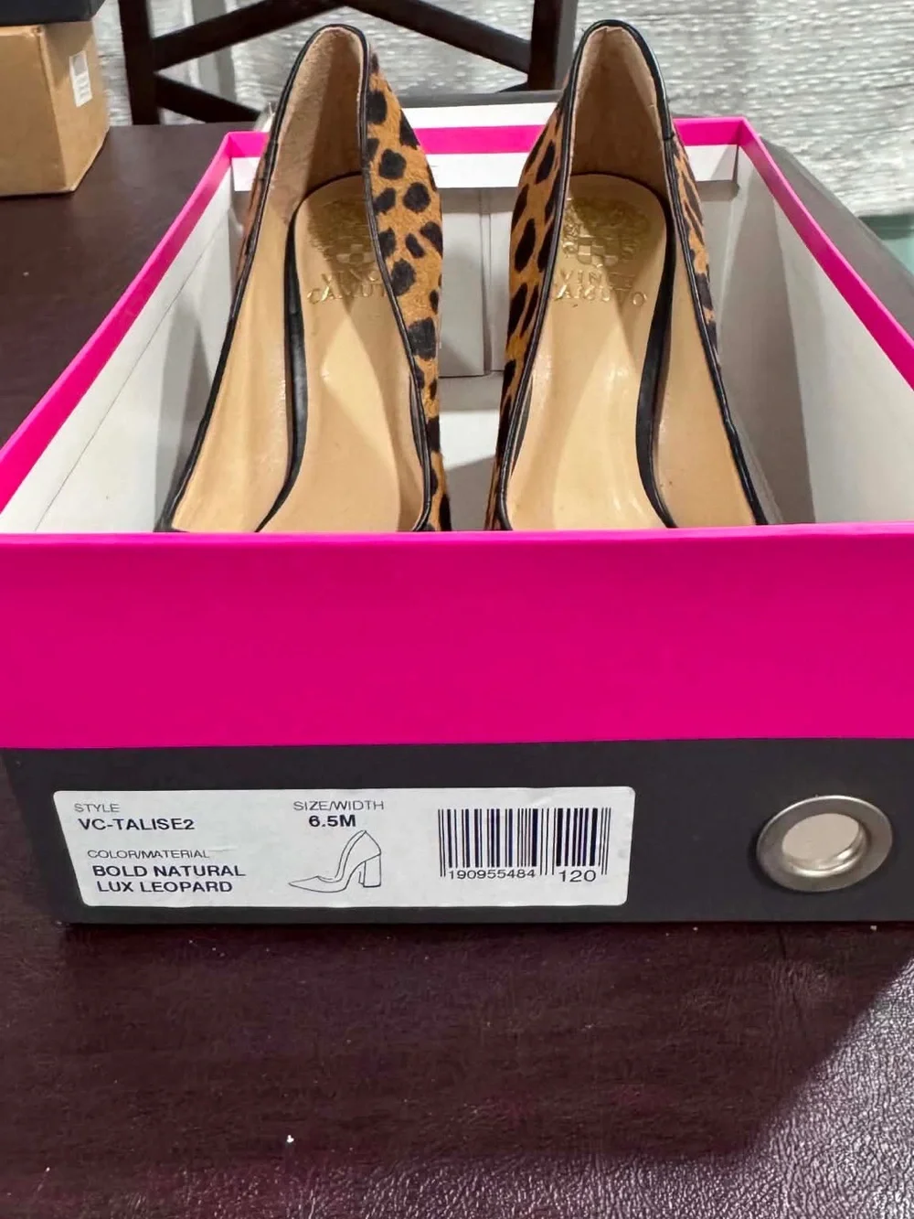 Vince Camuto Leopard-Print Block Heel Pumps in Tan and Black